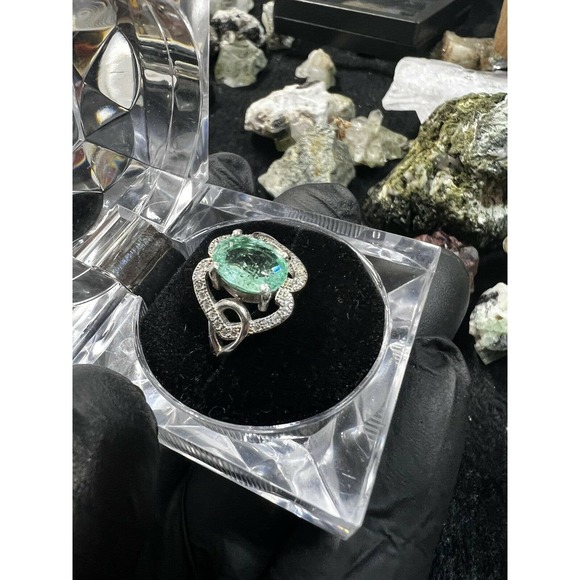 Natural Emerald Promise Ring Starling Silver Handmade Jewelry 7.25 size Custom - Picture 4 of 8